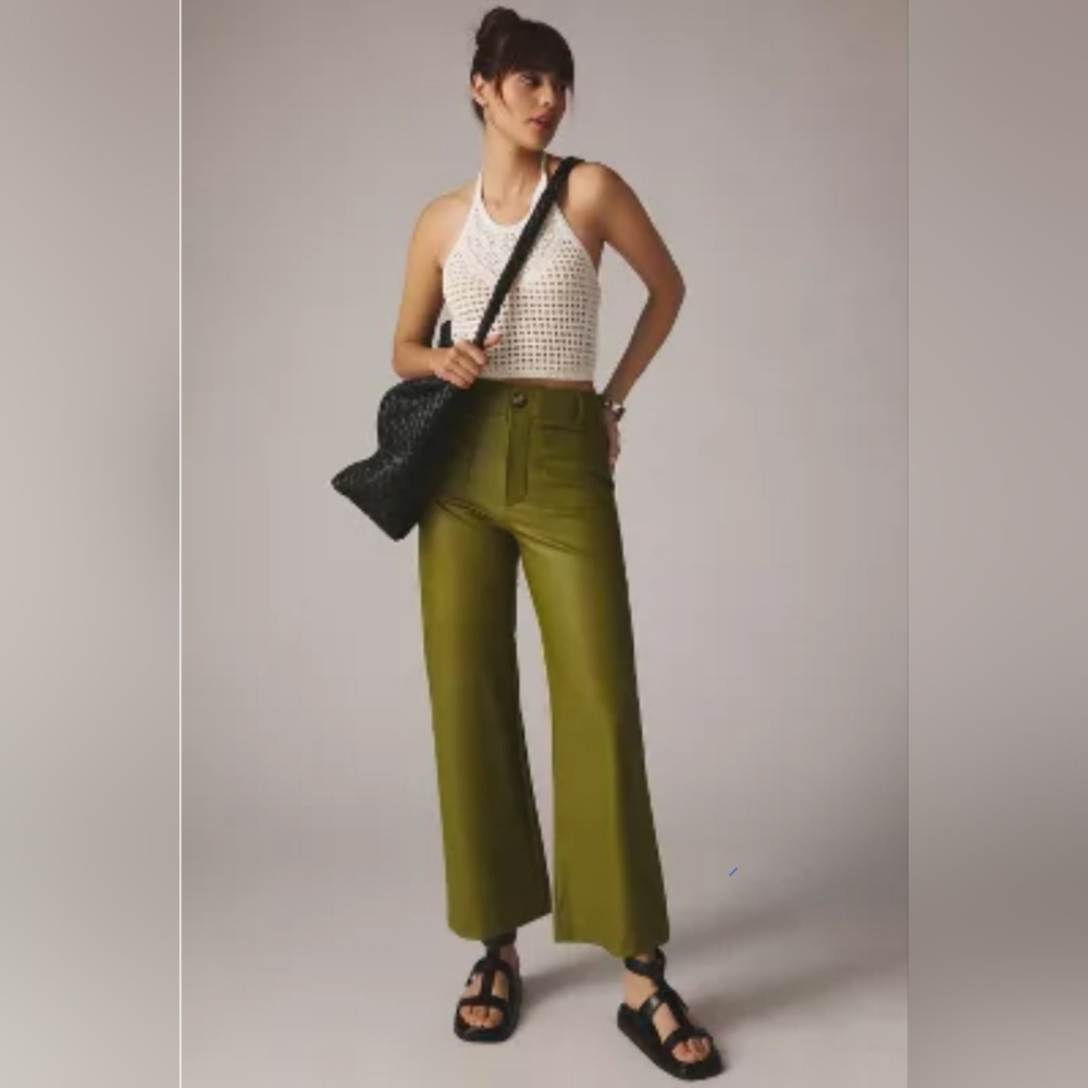 The Collette Cropped Wide Leg Faux Leather Pants